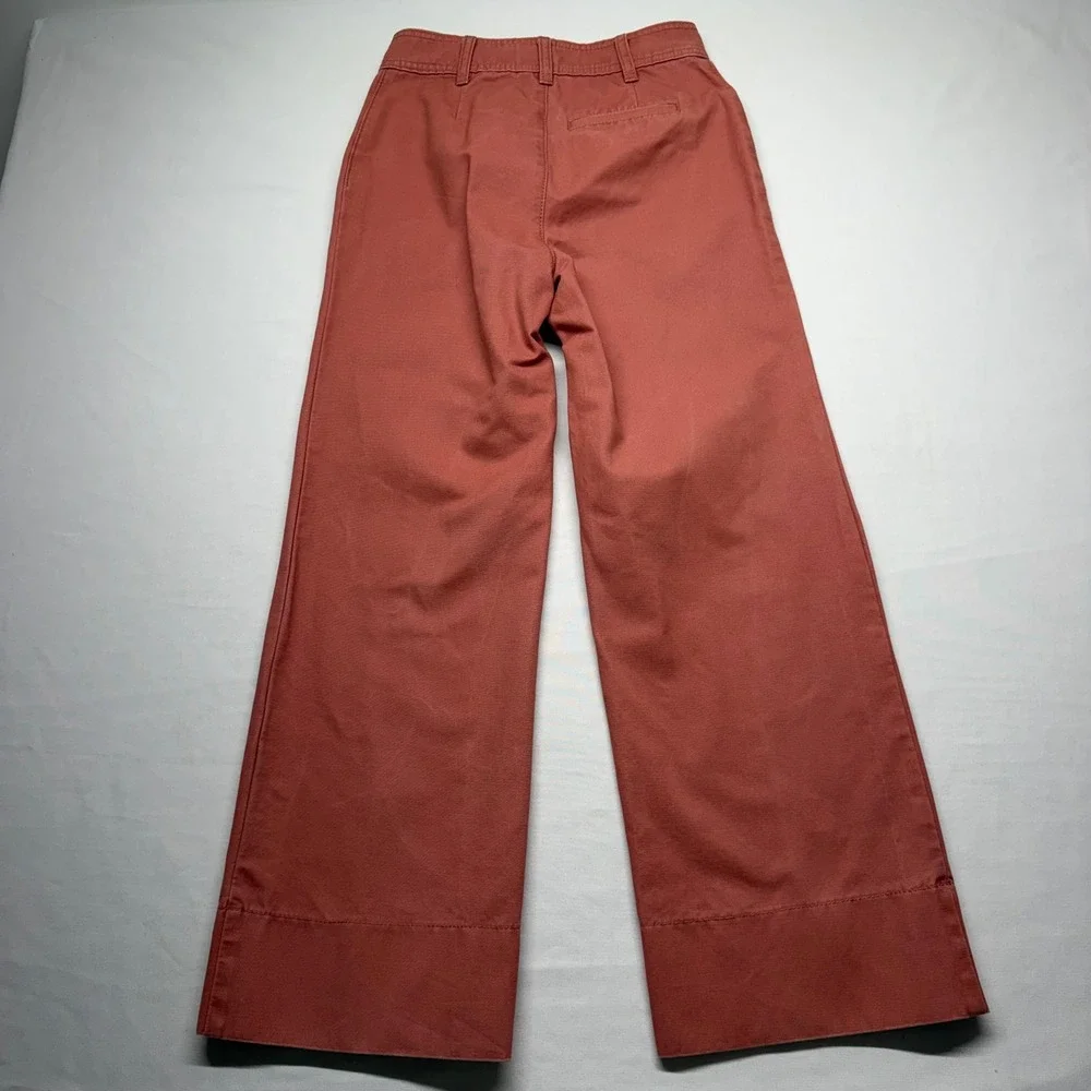 Tory Burch Wide Leg Sailor Pants Size‎ 23 Pink High Rise Button Fly Cropped